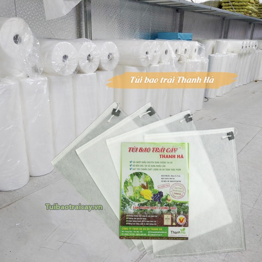 Túi bọc trái cây, túi vải dây rút Thanh Hà cỡ 25x30cm tái sử dụng - 100 túi