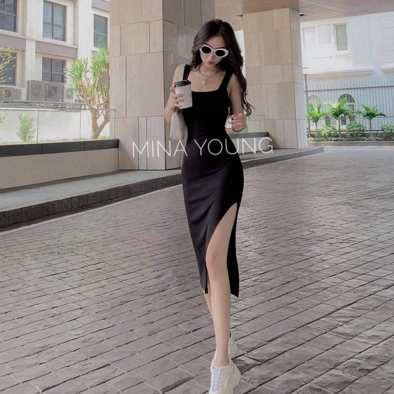 Váy body 2 dây xẻ tà ,chất thun siêu mềm mịn, dễ mặc và siêu nịnh dáng | BigBuy360 - bigbuy360.vn