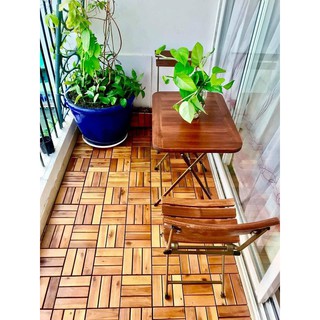Vỉ GỖ TỰ NHIÊN VỈ NHỰA - TẤM VỈ NHỰA SÀN GỖ LẮP BAN CÔNG(30x30x2,5CM)- VỈ LÓT SÀN BAN CÔNG