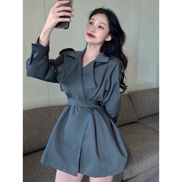 Áo Dạ Măng Tô Dáng Ngắn Kèm Đai Xám Ghi Với Thiết Kế Trẻ Trung, Dễ Phối Đồ - Hàng Quảng Châu | BigBuy360 - bigbuy360.vn