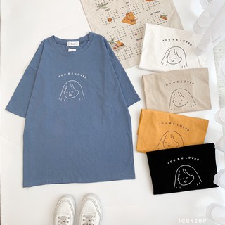 [Freeship] Áo phông cho chữ hoạ tiết cô gái You're Loved