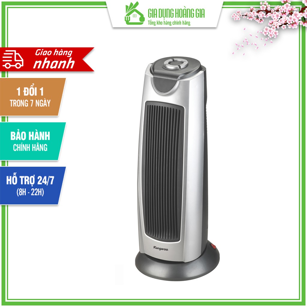 Quạt sưởi gốm Kangaroo KG1036C 2000W, màu xám, kích thước 20x22x50.2 cm