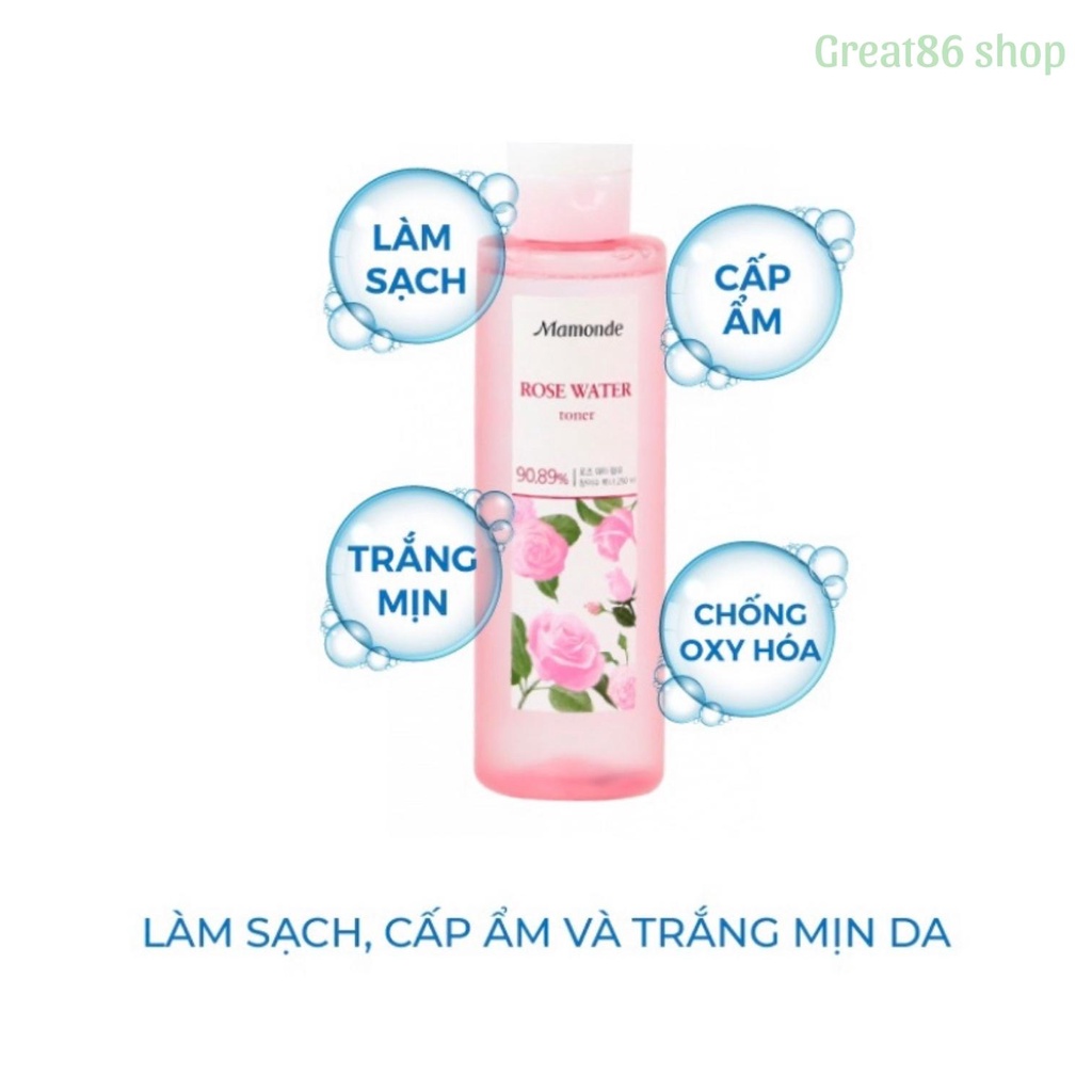 Nước hoa hồng mamonde great86 toner diếp cá se khít lỗ chân lông kiểm soát dầu chai 250ml