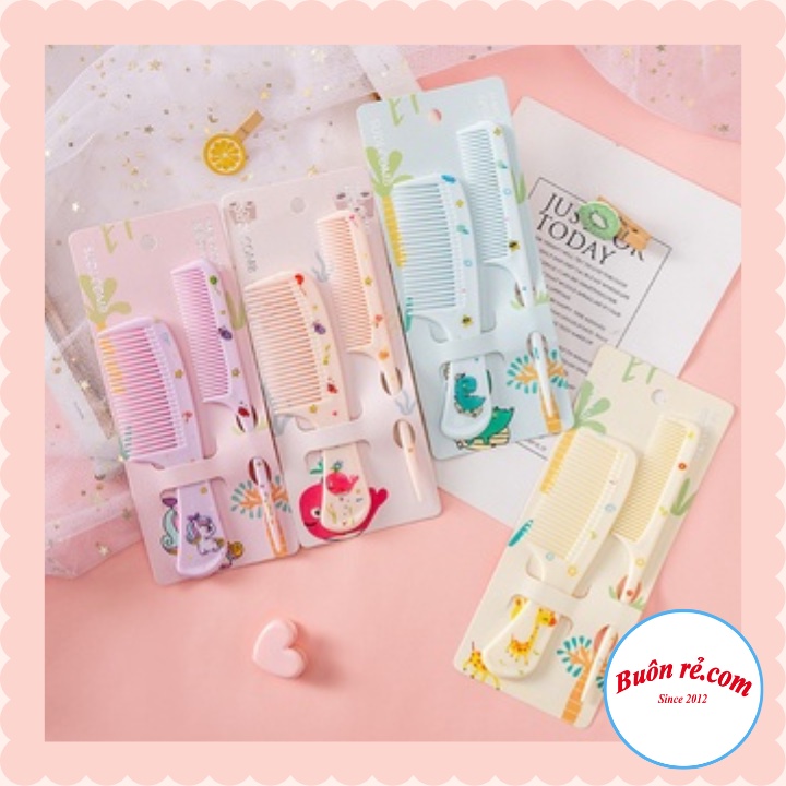 Set 2 lược hoạt tiết hoạt hình tạo kiểu tóc dễ thương, tiện lợi - Set 2 lược mini dễ dàng mang theo Br01671