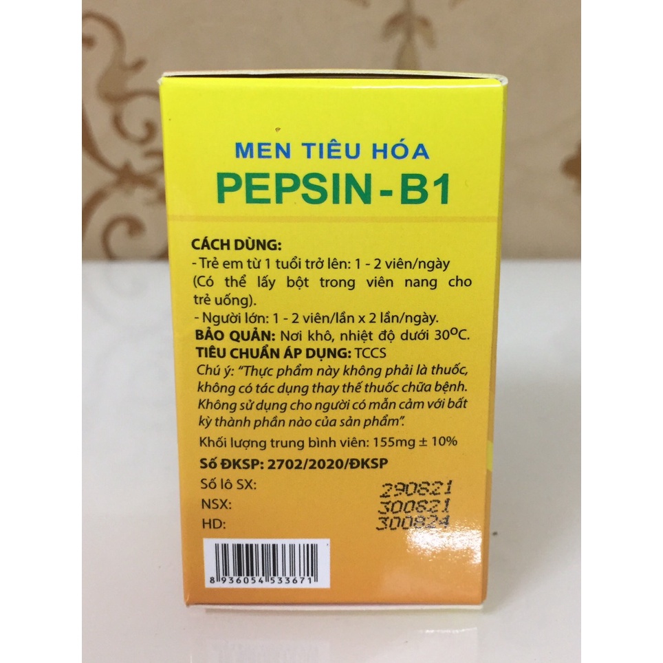 Men tiêu hóa Pepsin B1- Giảm nhanh chướng bụng đầy hơi, thích hợp người bị đại tràng