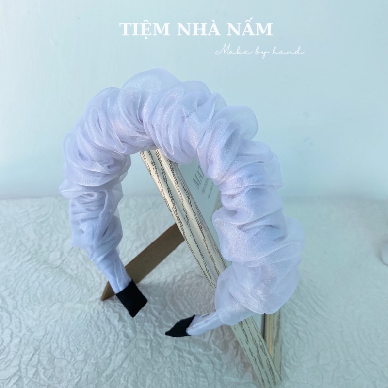 BỜM / CÀI TÓC NHÚN 2 LỚP VẢI PHI PHỐI VOAN - [ Nhà Nấm handmade ]