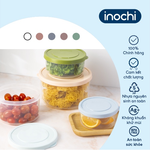 Bộ 3 hộp thực phẩm tròn Inochi - Hokkaido Bộ 500/1000/2000ml và Bộ 750/1500/2500ml (Nhiều màu)