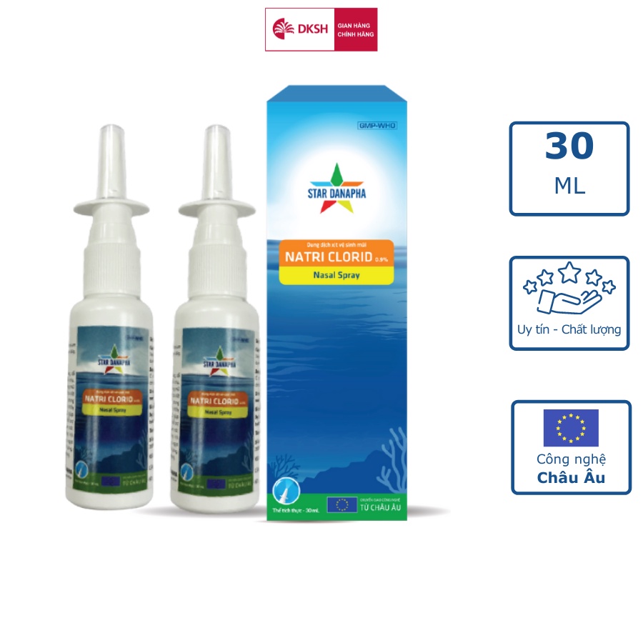 Combo 2 Dung dịch vệ sinh mũi Natri Clorid 0.9% STAR DANAPHA 30ML/Chai