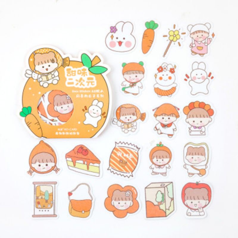 Gói 40 miếng dán sticker trang trí hình bé gái