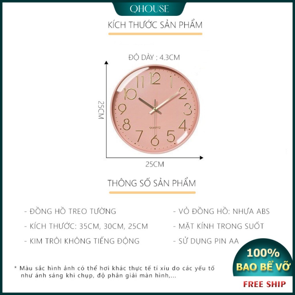 "Lô hàng nhanh" "Thẳng vào cổ phiếu" Đồng hồ treo tường, Đồng hồ trang trí decor cao cấp Qhouse máy kim trôi đường kính