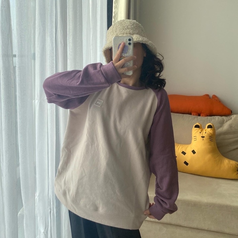 [SW6] KIM - Áo nỉ không mũ 2 màu - Raglan Sweater