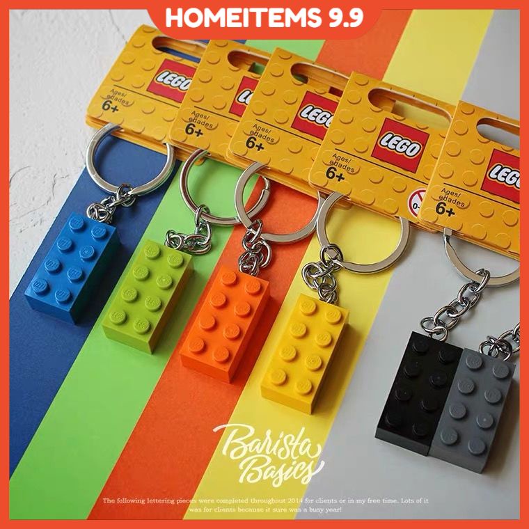 Móc khóa lắp ráp lego DIY hình viên gạch dễ thương cho học sinh nam và nữ