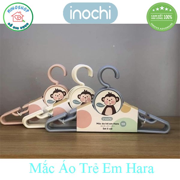 [Sét 5] Móc Áo Trẻ Em Bền Đẹp, Móc Quần Áo Nhựa Hara 188 Inochi Chính Hãng