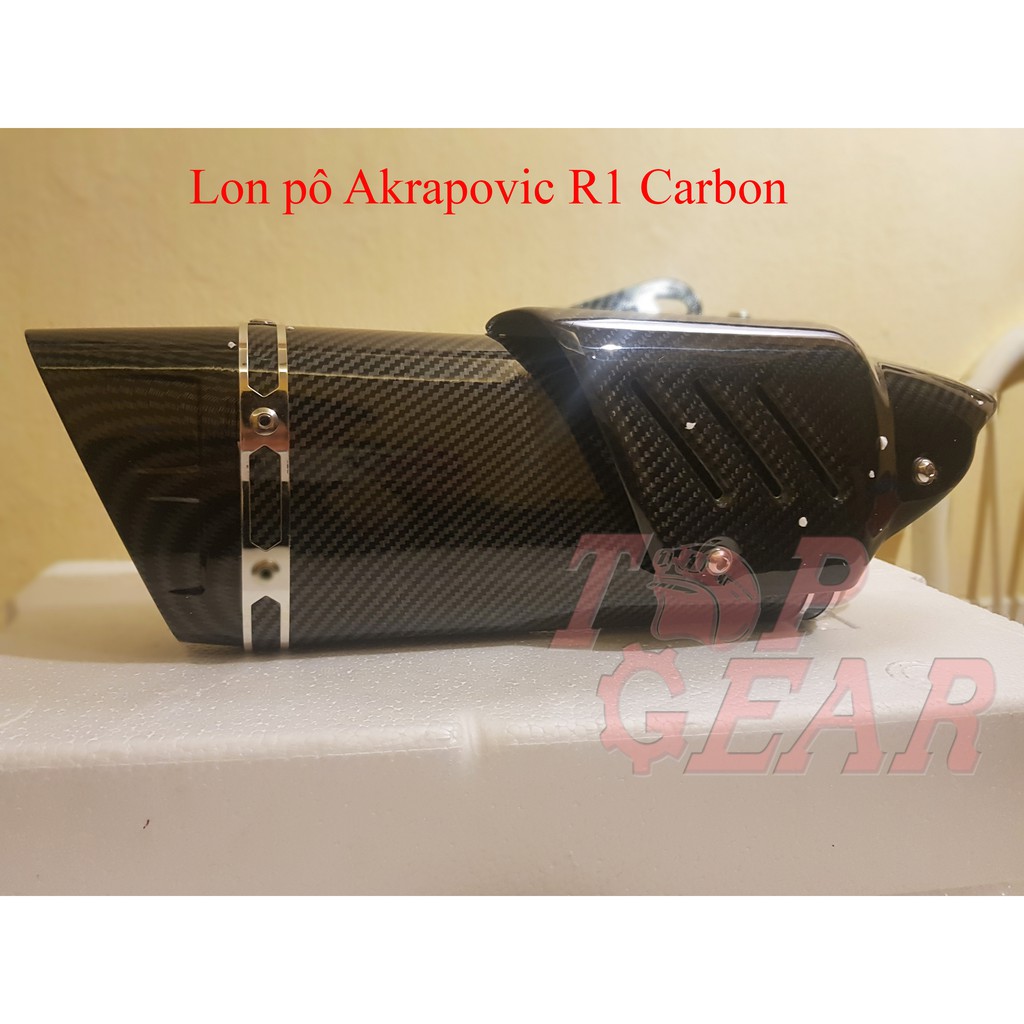 Pô Akrapovic R1 full Carbon - Cổ đi kèm tùy xe &lt;TOPGEAR&gt;