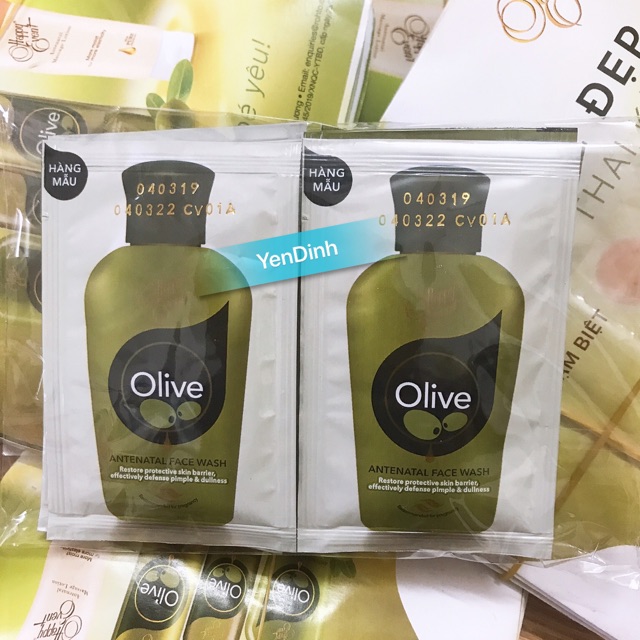 Combo 10 gói Sữa rửa mặt tinh dầu olive ngừa mụn Happy Event Antenatal Face Wash 3ml