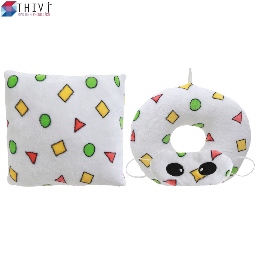 Combo Gối Tựa Lưng, Gối Kê Cổ Chữ U và Bịt Mắt giác trắng 47