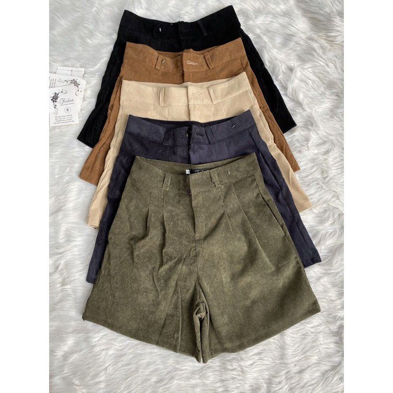 Quần short ống rộng nhung tăm kèm best cho Nữ