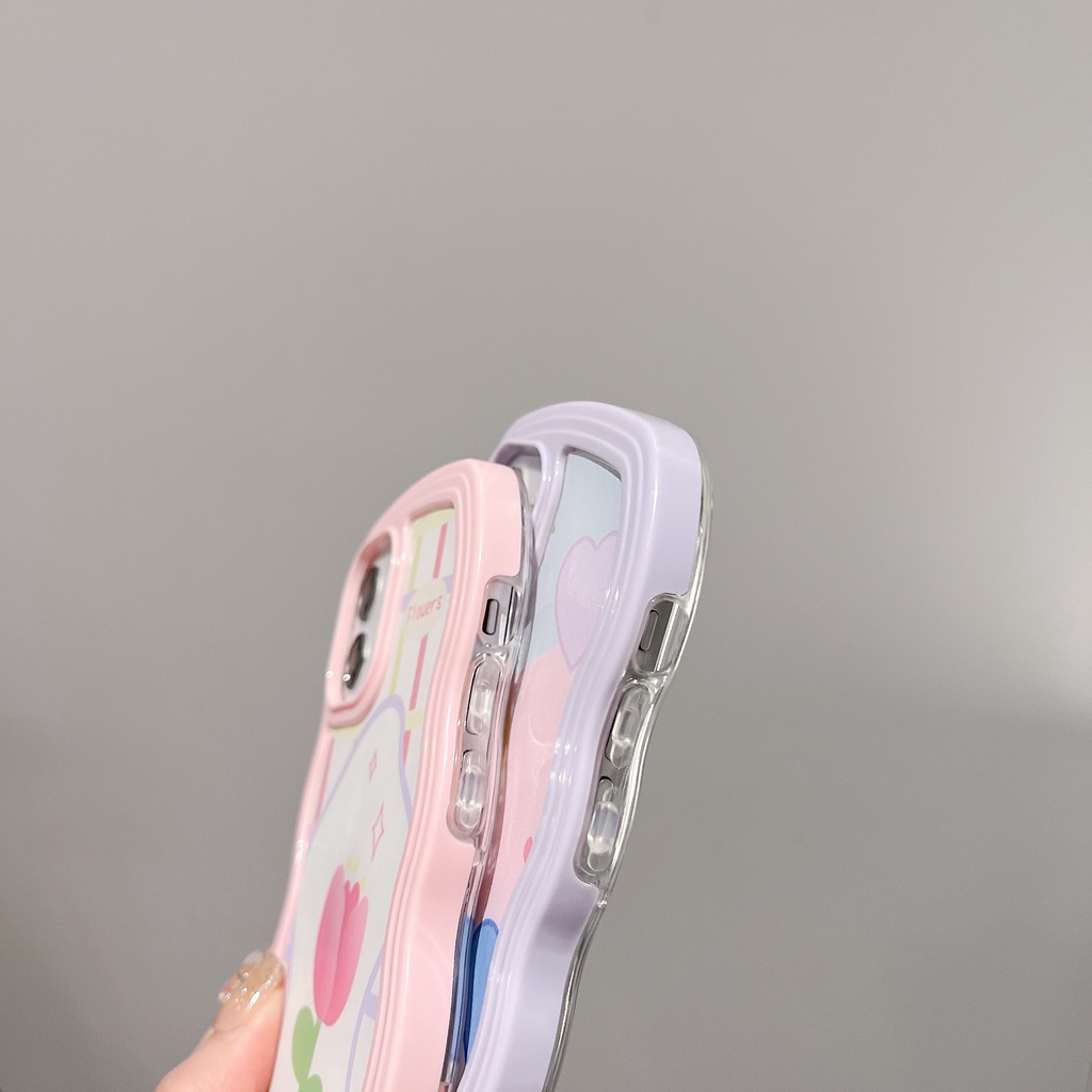 Ốp Điện Thoại Silicone Tpu Mềm Chống Sốc In Hình Hoa Tulip 2 Trong 1 Cho iPhone 14 13 12 11 Pro Max XS XR 8 7 Plus