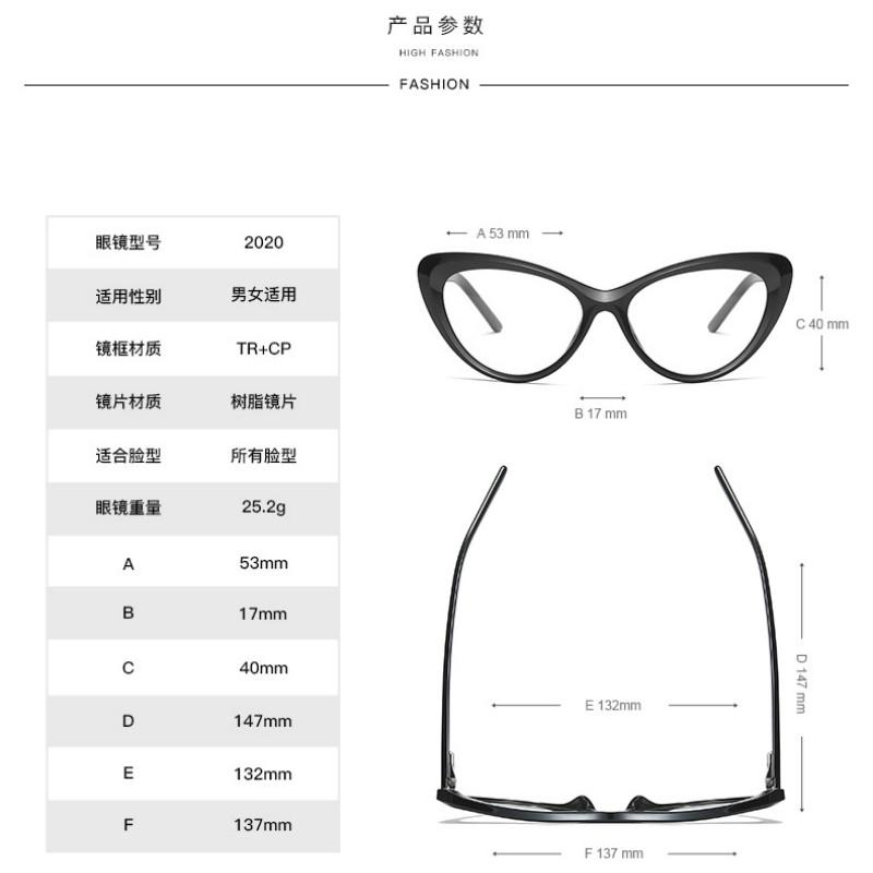 Kính mát mắt mèo Tr90 chống ánh sáng xanh thiết kế thời trang dành cho nữ