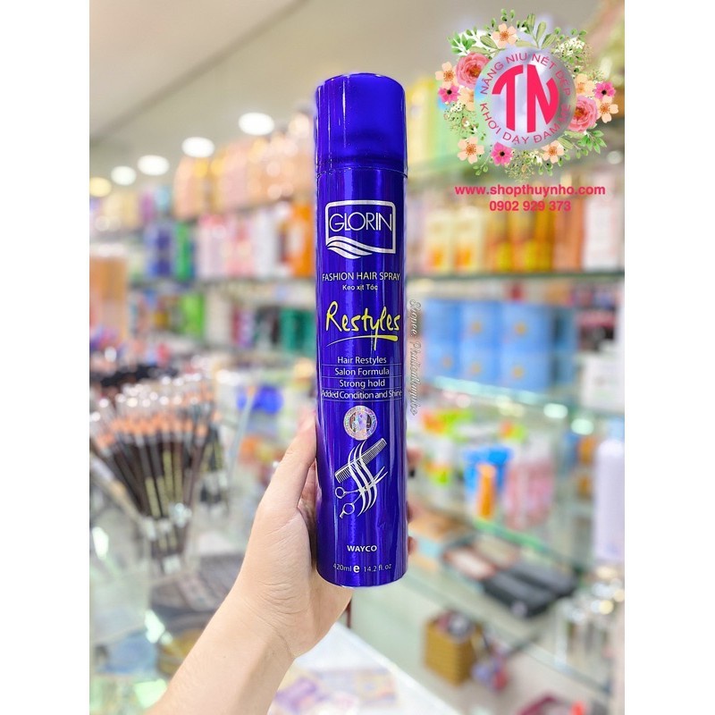 KEO XỊT TÓC CỨNG GLORIN RESTYLES FASHION HAIR SPRRAY 420ML CHÍNH HÃNG - 8254