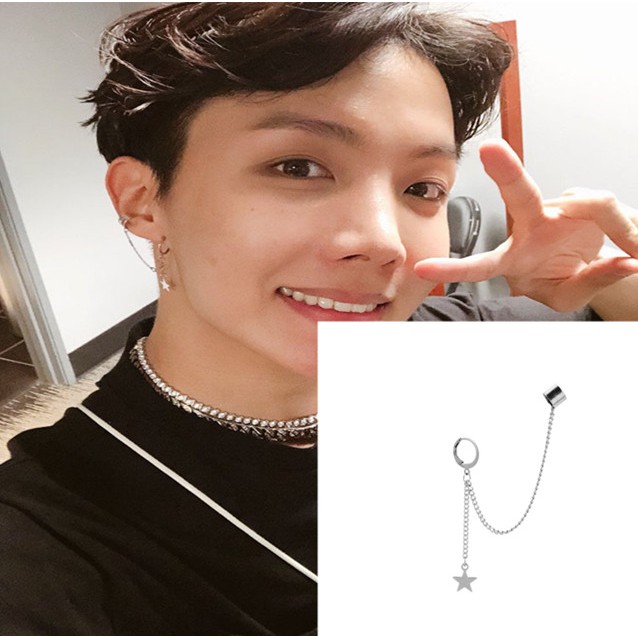 Khuyên tai đơn dài mặt ngôi sang phong cách nhóm nhạc Kpop BTs cá tính trẻ trung