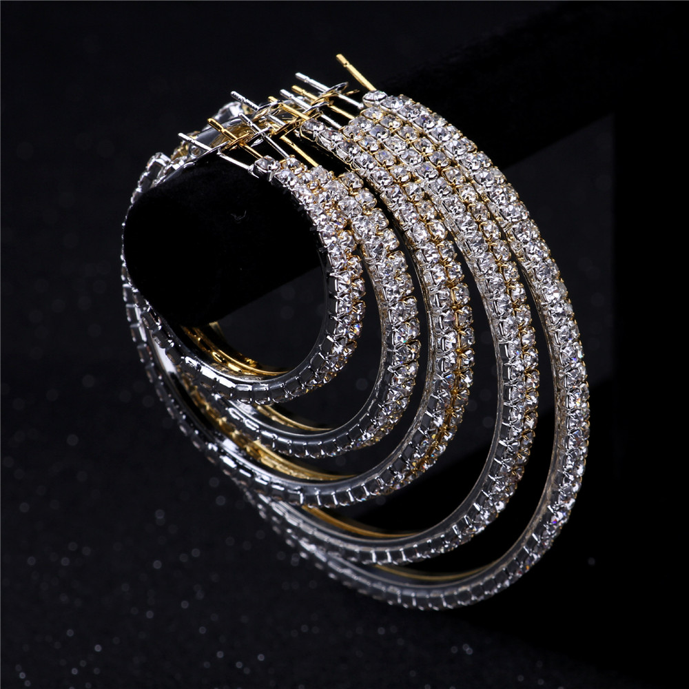 Khuyên tai tròn đính đá cá tính thời trang cho nữ