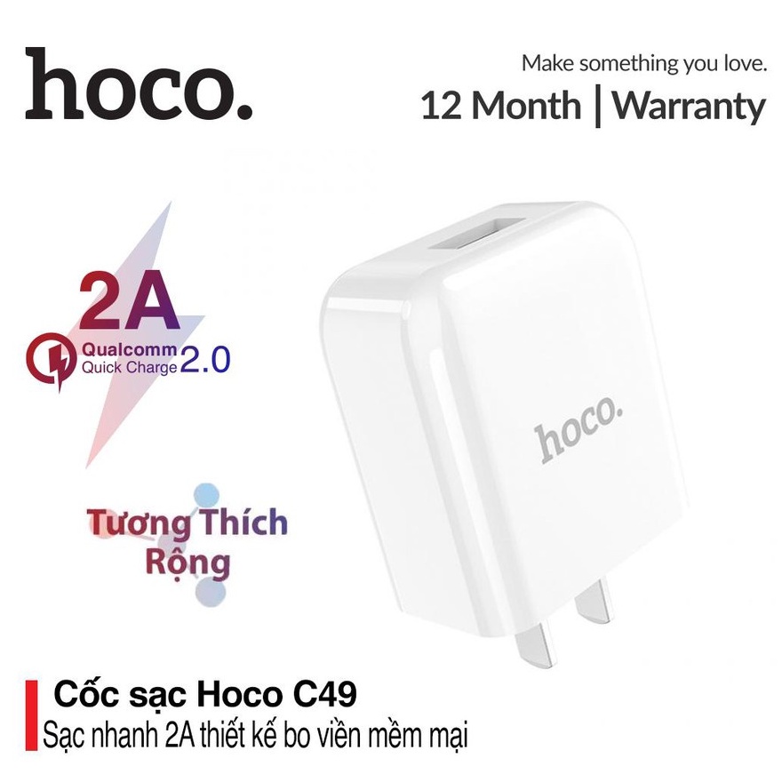 [Xả LỖ] Củ sạc Hoco C49 - củ sạc nhanh 2A chính hãng- đạt chuẩn CCC- bảo hành 6 tháng