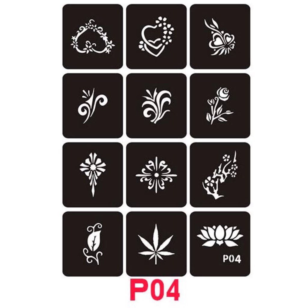 KHUÔN VẼ HENNA DECAL DÁN MÃ P04