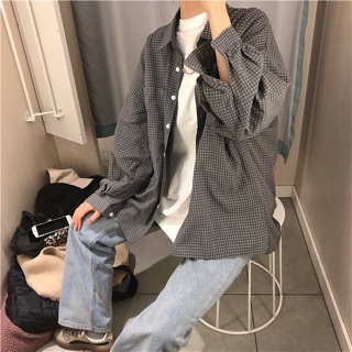 [Order] Sơ mi kẻ ô nhỏ ulzzang oversize