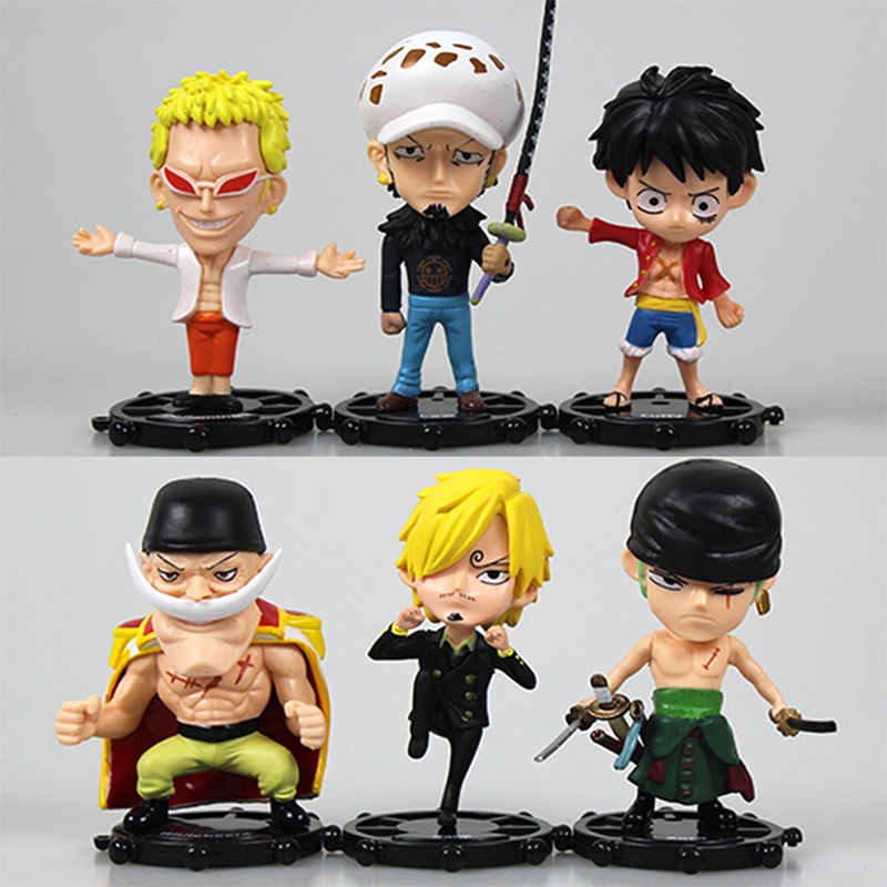 Mô hình các nhân vật trong One Piece 10cm (Luffy, Zoro, Sanji, Law, Râu Trắng và Doflamingo)