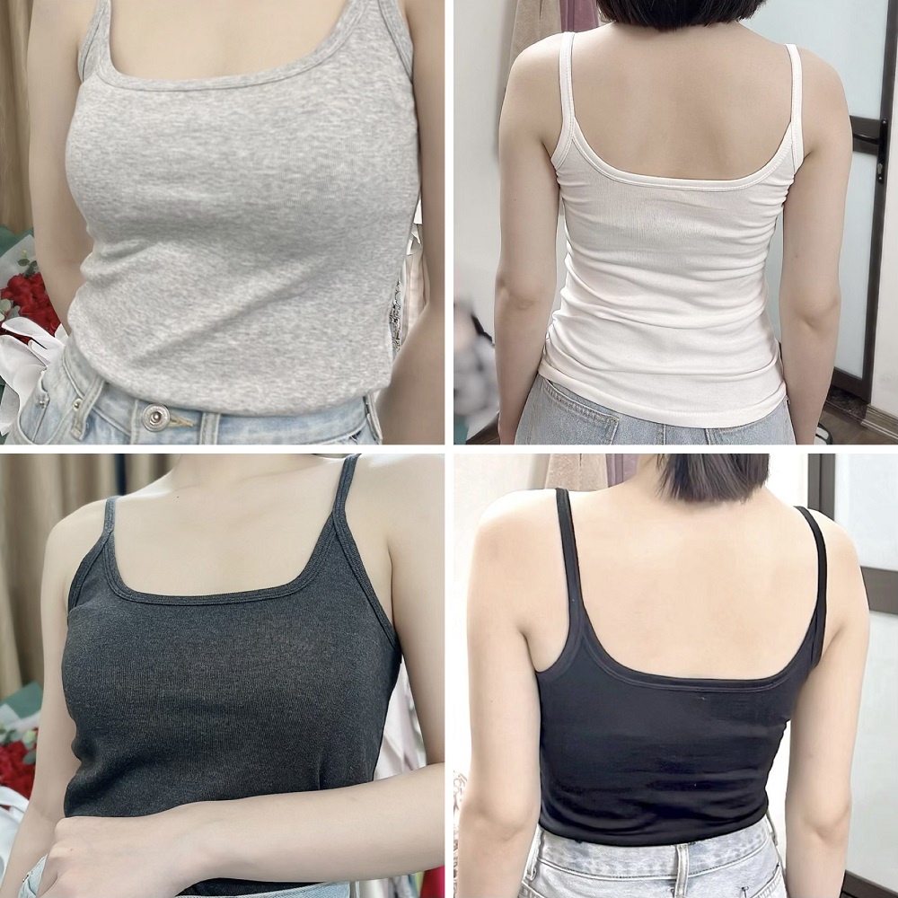 [Mã FAMARAL2 giảm 10K đơn 50K] Áo hai dây nữ RENEE Áo 2 dây nữ dáng dài chất cotton mát mềm mịn A02
