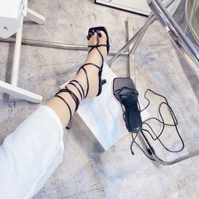 GIÀY SANDAL GÓT NHỌN QUAI XỎ NGÓN QUẤN CỔ CHÂN SANG CHẢNH MỚI