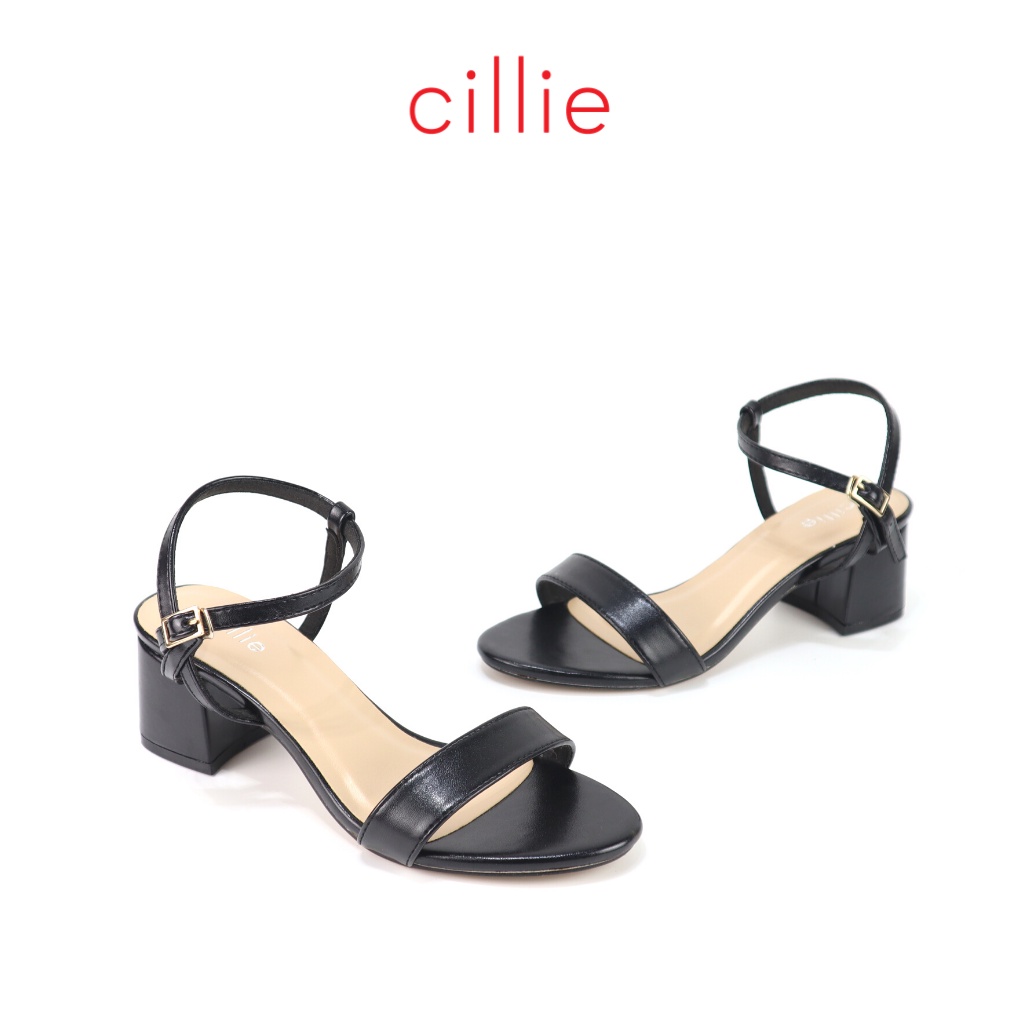 Giày sandal cao gót nữ quai ngang phối màu độc đáo kiểu dáng basic gót vuông 6cm mang đi làm đi chơi Cillie 1205