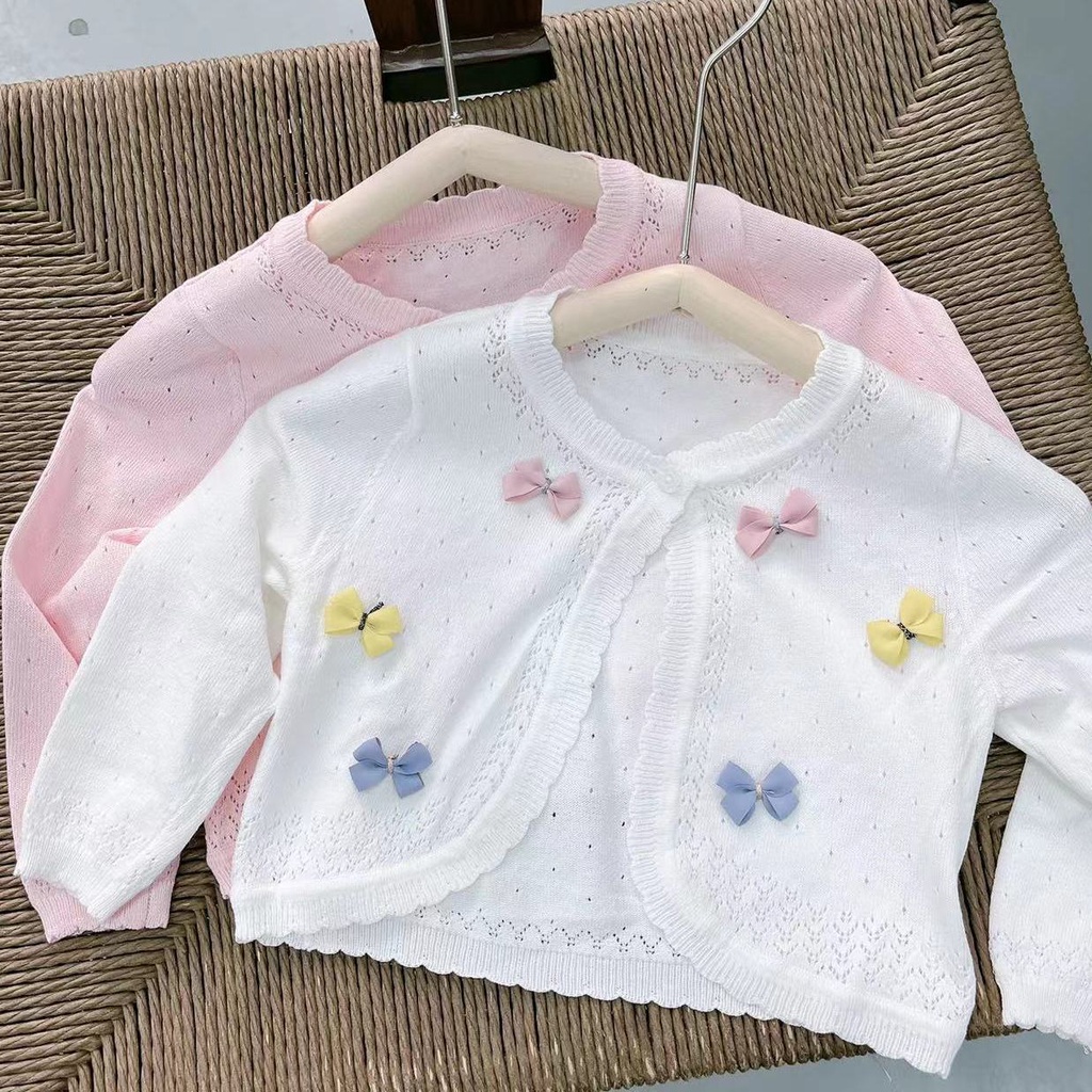 Áo Cardigan Dệt Kim Mỏng Chống Nắng Phong Cách Mùa Hè Cho Bé Gái Dễ Phối Đồ