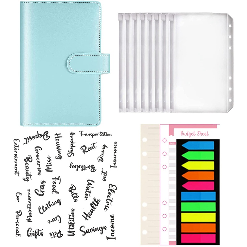 Sổ tay A6 bìa da PU có 6 vòng giữ giấy ghi chú lên kế hoạch kèm túi đựng