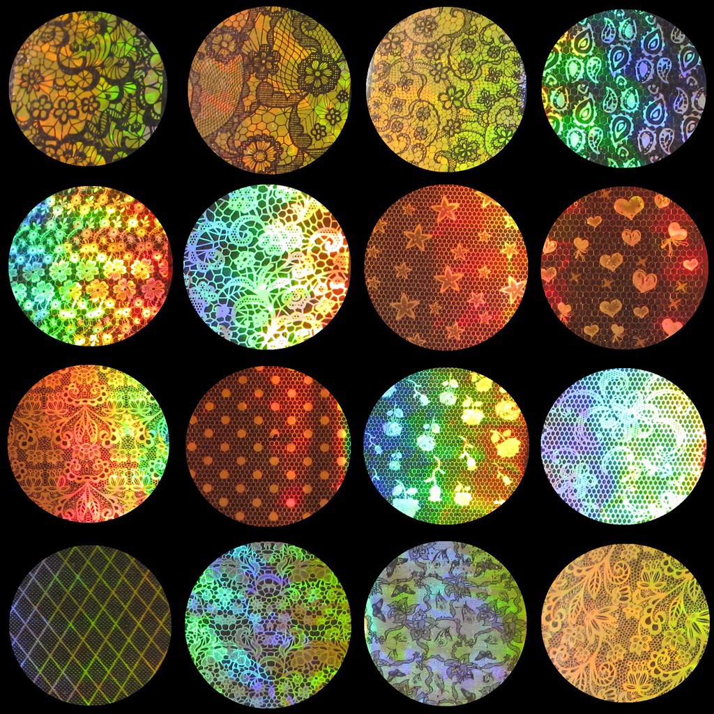 16 Miếng dán móng tay ánh màu lấp lánh độc đáo