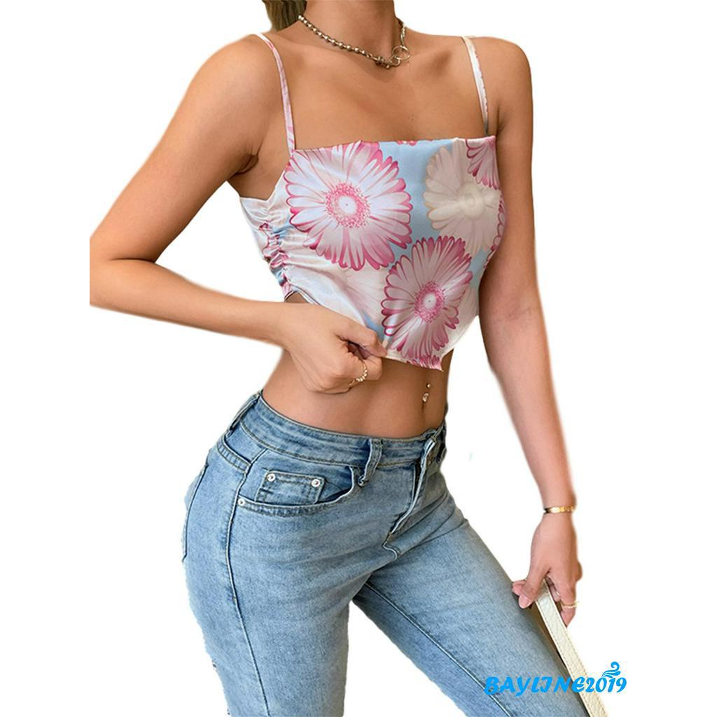 Áo Dây Nữ Lưng Trần In Hoa Gợi Cảm