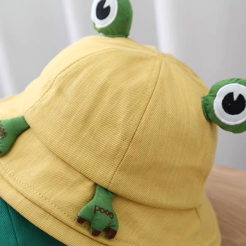 Mũ cho bé trai bé gái vành tròn hình chú ếch dễ thương , phù hợp 6 tháng - 8 tuổi