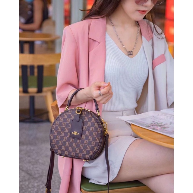 Túi xách da dáng hộp tròn fullbox cao cấp size 19cm