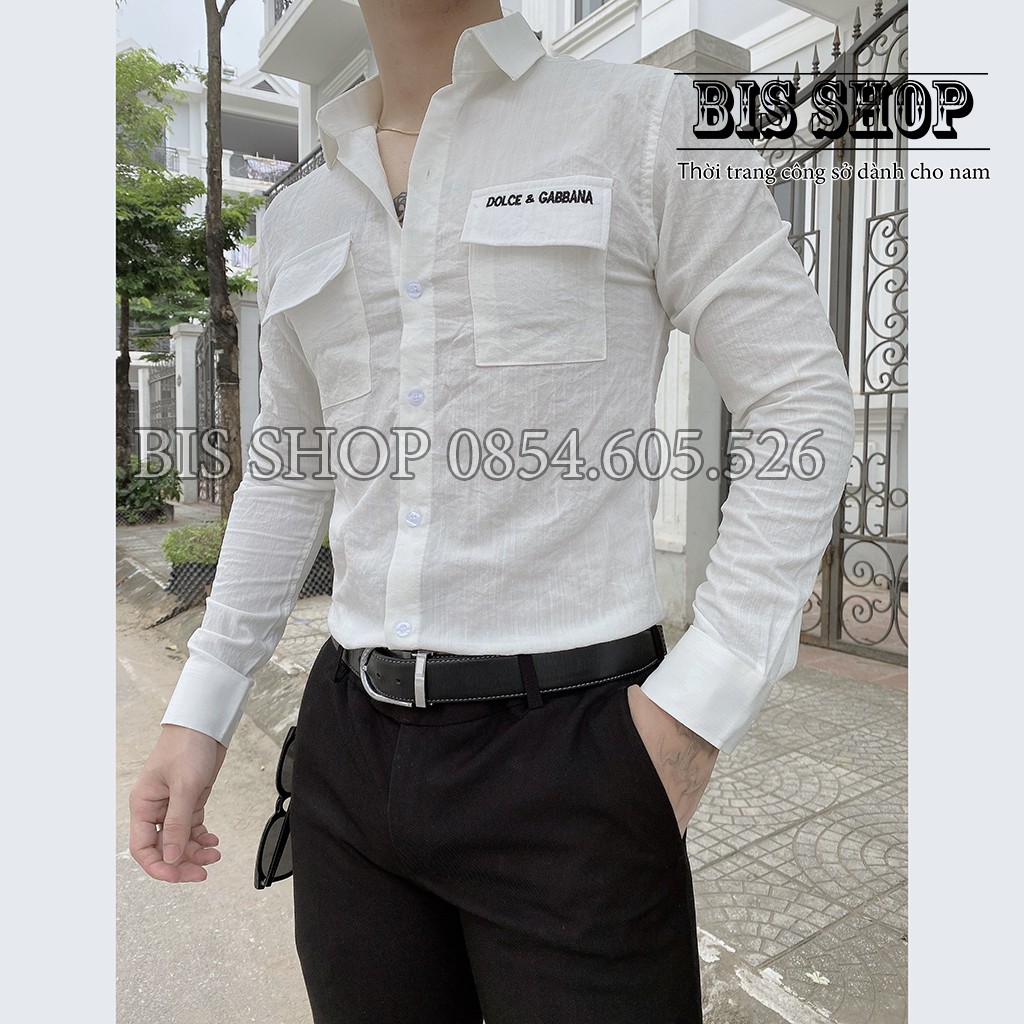 Áo sơ mi nam dài tay vải đũi xước