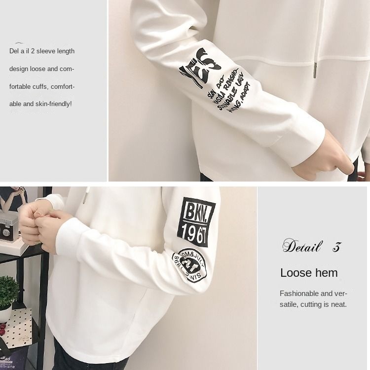 Áo Hoodie Mỏng Tay Dài Dáng Rộng In Họa Tiết Thời Trang Xuân Thu Phong Cách Hàn Quốc