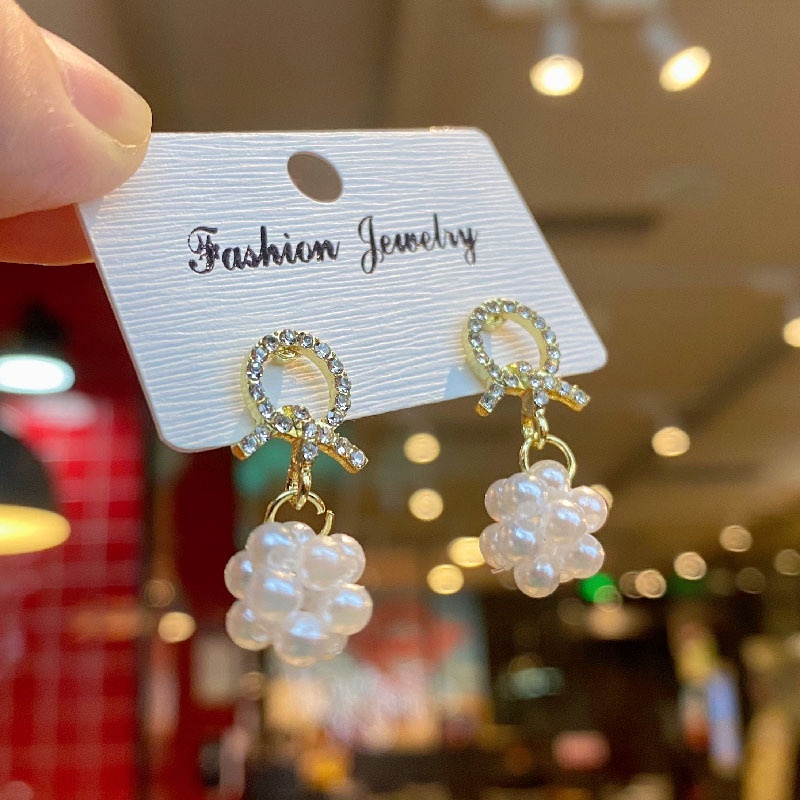 Bông tai mạ bạc 925 phối ngọc trai nhân tạo thiết kế kiểu dáng xinh xắn