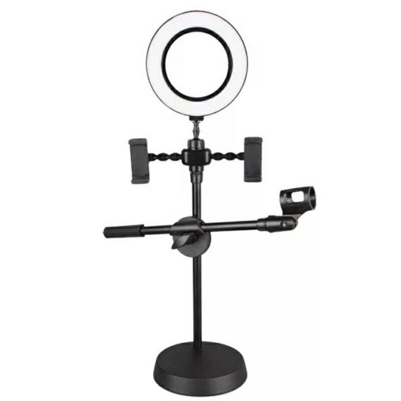 Đèn Livetream Đa Năng 4 Trong 1 Loại Lớn Có Đèn Led 16 Cm, Kẹp Điện Thoại Kẹp Micro Bảo Hành Đổi Mới 6 Tháng