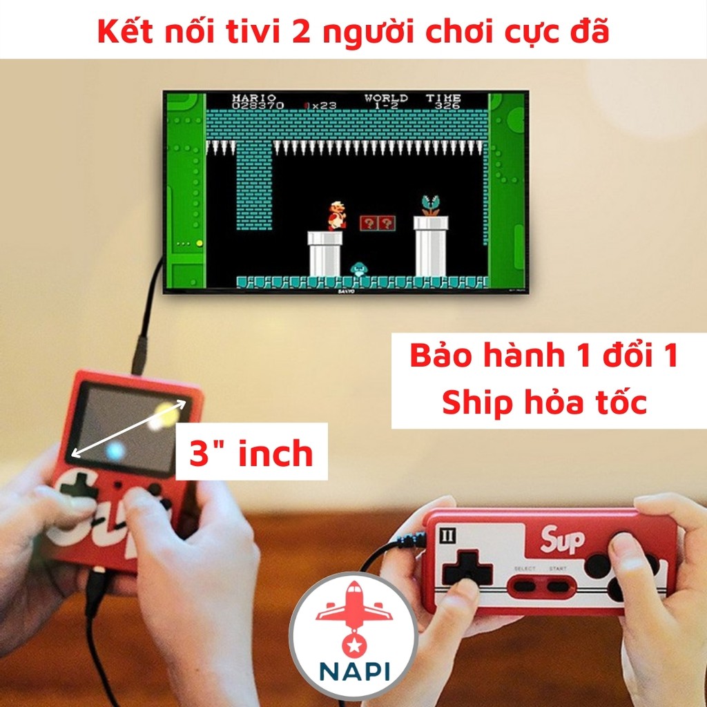 Máy chơi game cầm tay giá rẻ SUP điện tử 4 nút mini 400 in 1 plus gaming 2 người giải trí cổ điển quà tặng kèm tay cầm