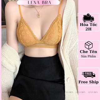 Áo lót nữ lenabra, br7738-áo ngực nữ ren hoa cúc không gọng nâng ngực