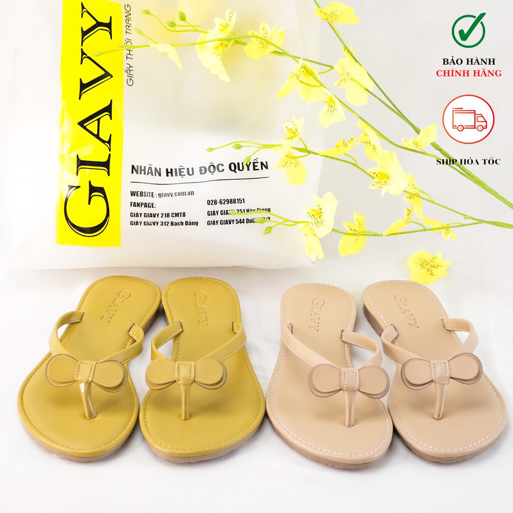 Dép kẹp nữ quai đính nơ NK127 - GIÀY GIAVY