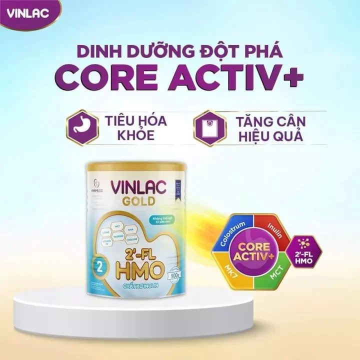 Sữa bột VinLac Gold 1, 2 cho bé Từ 0-10 Tuổi 900g_Duchuymilk