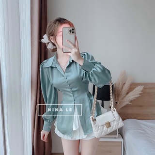 Áo sơmi nút cột nơ lưng