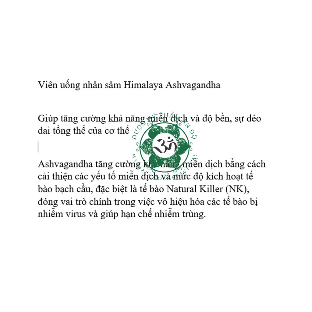 Himalaya Ashvagandha Nhân Sâm - Tốt cho sức khỏe - Thương hiệu quốc dân Ấn Độ - ShopMandala