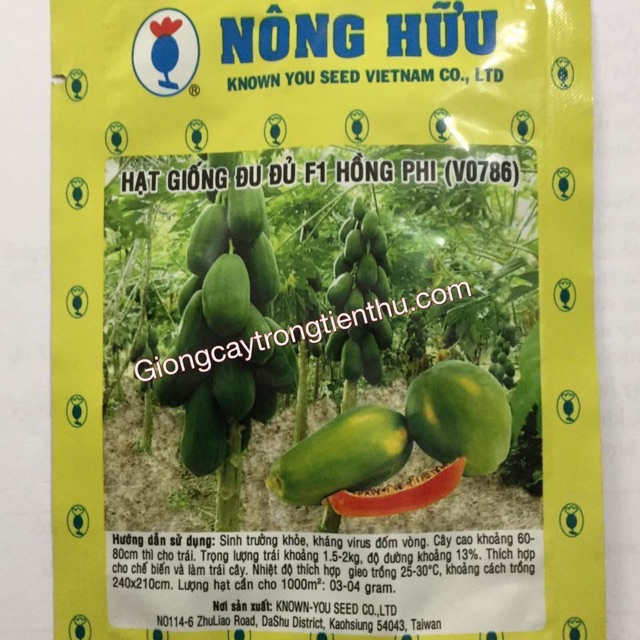 HẠT GIỐNG ĐU ĐỦ F1 HỒNG PHI (VO786) NÔNG HỮU